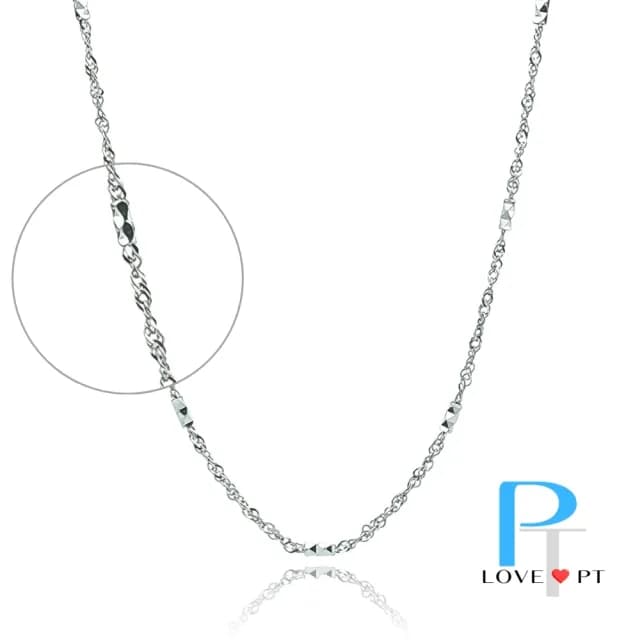 【love pt】PT950鉑金項鍊/白金項鍊 水波+圓柱機刻 44.5cm  搶先週年慶(鼎元珠寶 鉑金 B180)
