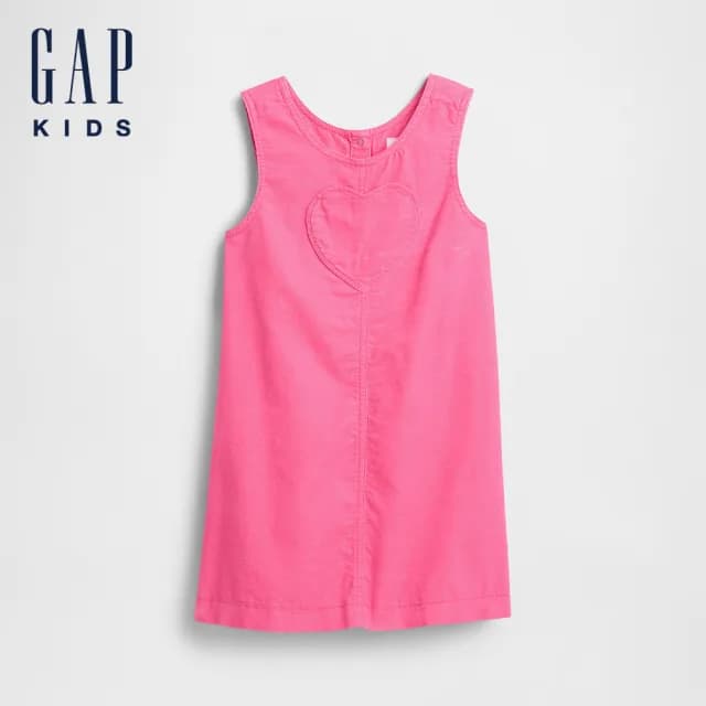 【GAP】女幼童裝 純棉圓領無袖牛仔洋裝-粉紅色(794719)