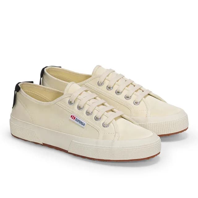 【SUPERGA】帆布鞋 女鞋 休閒鞋 2750 經典系列 蝴蝶結 緞帶 米白 S6138CW-A0E
