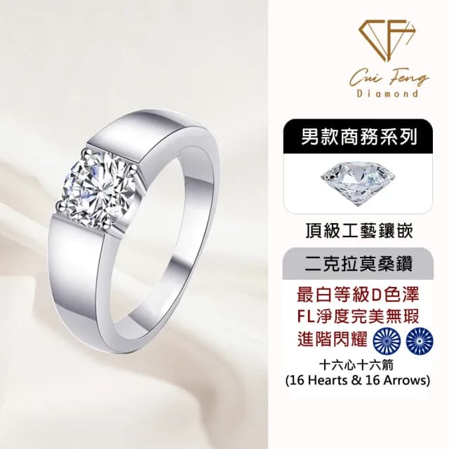 【CF鑽飾】預購 男戒 莫桑鑽《王者風範》2克拉(16心16箭 父親節 七夕 情人節 戒指 鑽戒 禮物 生日)