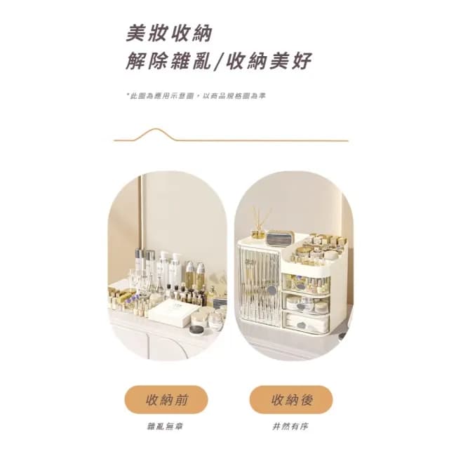 【空間大師】北歐雅緻大容量化妝品收納盒(保養品 收納架 飾品 刷具 置物 整理 桌上抽屜 桌面 生日禮物)