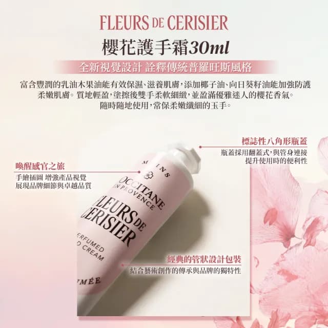 【L’Occitane 歐舒丹】官方直營 櫻花香氛護手組(櫻花淡香水50ml 送正貨護手霜30ml/獨家)