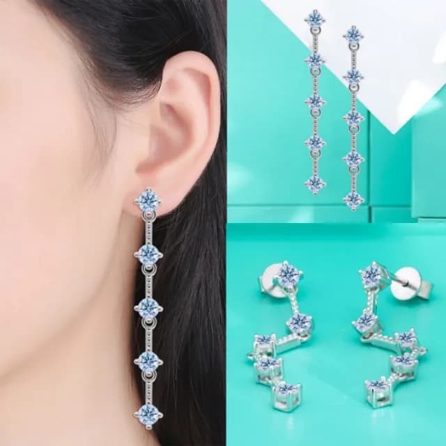 【時尚巴黎】情人節禮物 現貨+預購 頂級莫桑鑽石耳環925純銀女銀飾(長款流蘇耳針女飾品74lr53)