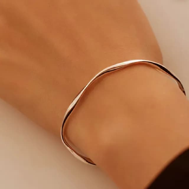 【CReAM】Jean不規則波浪設計開口式素面銀色中性女手環手鐲(生日 禮物 送禮 禮盒)