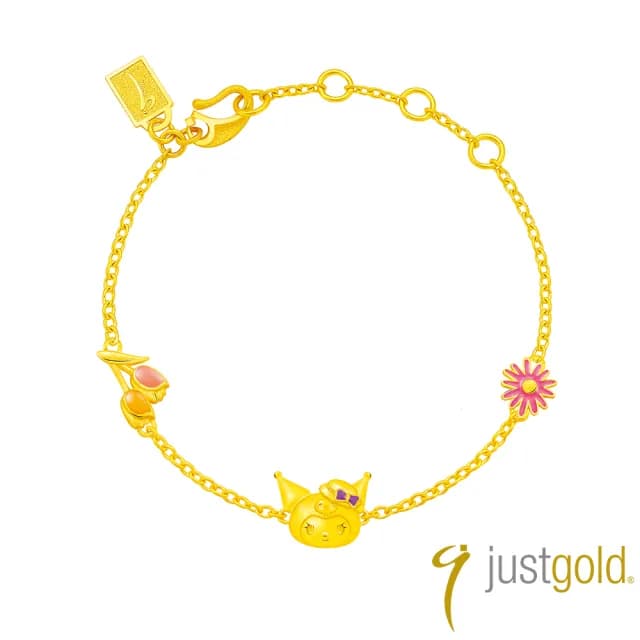 【Just Gold 鎮金店】酷洛米 Kuromi 復古野餐趣-花朵 黃金手鍊
