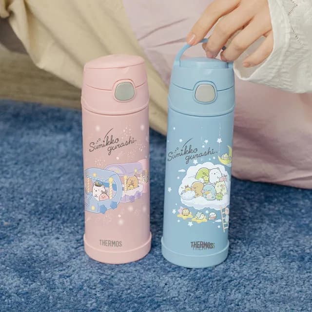 【THERMOS 膳魔師】角落小夥伴不鏽鋼真空兩用保冷瓶兒童水壺470ml(F4021CSG)
