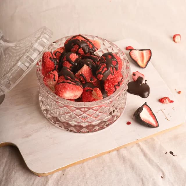 【MyDearStrawberries】超薄層手工黑巧草莓10入獨立袋裝(草莓巧克力/酥脆零嘴/送禮推薦/情人節巧克力)