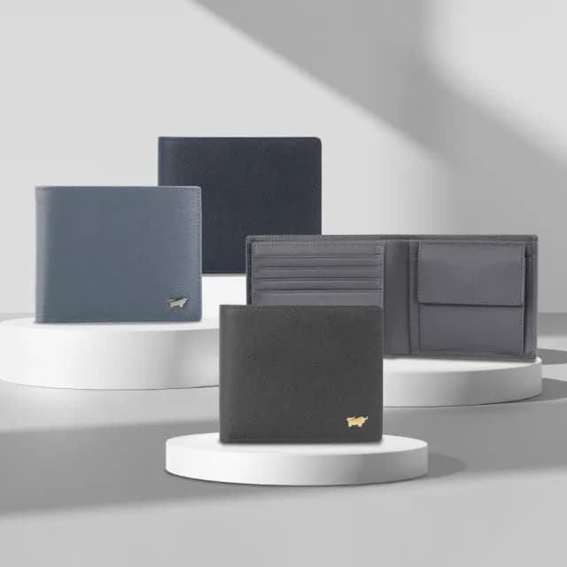 【BRAUN BUFFEL 德國小金牛】期間限定 真皮多卡照片零錢袋男夾短夾皮夾(七夕情人節禮物 送禮/多款任選)