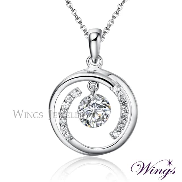 【WINGS】精鍍白K金項鍊《愛的輪迴》｜擬真鑽設計 ・輕奢系列(送禮 女生禮物 禮盒 情人 七夕 生日)