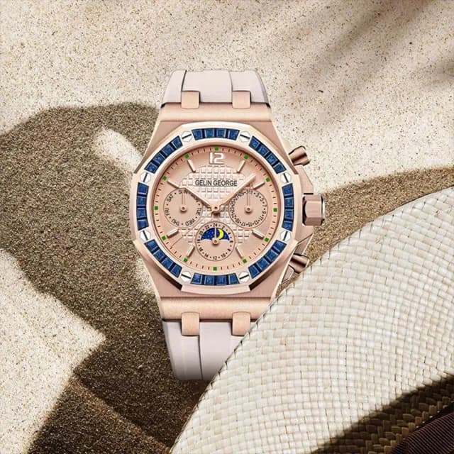 【GELIN GEORGE 格林喬治】皇家星辰系列 GL-501 限量 女款 機械 真三眼 矽膠 手錶