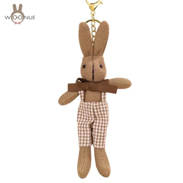 【WOONUE】復古鄉村風兔子玩偶吊飾掛飾零錢包背包吊飾鑰匙圈(送禮情人老婆節禮物生日孫女兒情人節禮物)