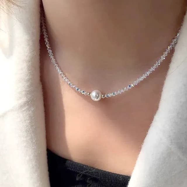 【Twinkle Me】碎晶淡水珍珠項鍊組(精美禮盒+同款紙袋)