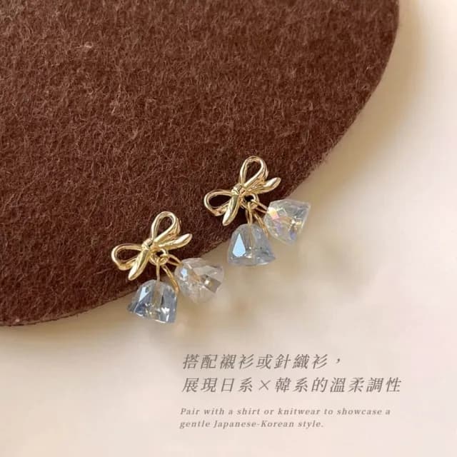 【森林系】韓系設計感鈴蘭花水晶耳環(耳針 耳釘 耳飾 穿搭配件 飾品 復古 洋裝)