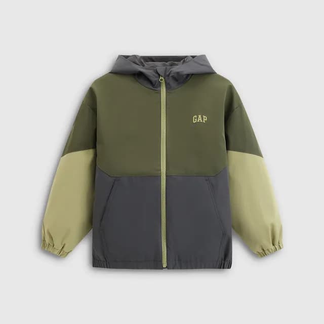 【GAP】男童裝 Logo印花連帽外套-灰色(805274)