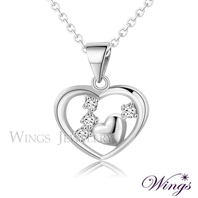 【WINGS】精鍍白K金項鍊《甜蜜約定》｜閃耀擬真鑽・甜美設計款(送禮 女生禮物 禮盒 情人 七夕 生日)