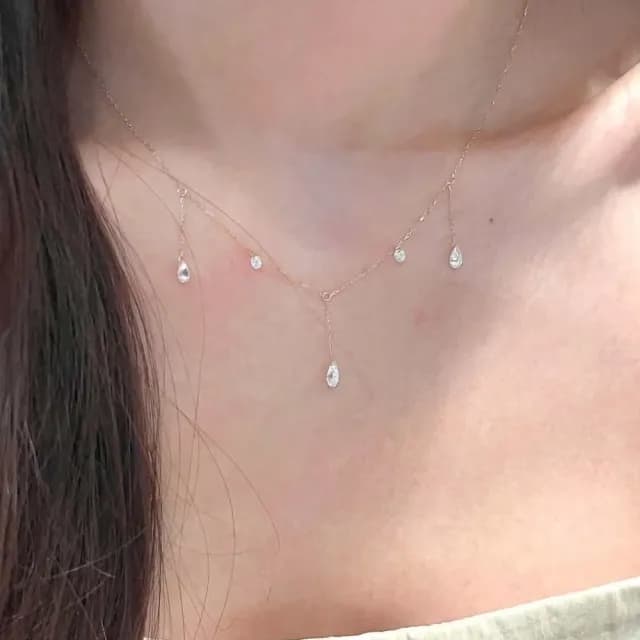 【氣質單品】輕奢滿天星水滴鑽石流蘇項鍊(細鍊 短鍊 鎖骨鍊 碎鑽 韓系清冷感 洋裝)