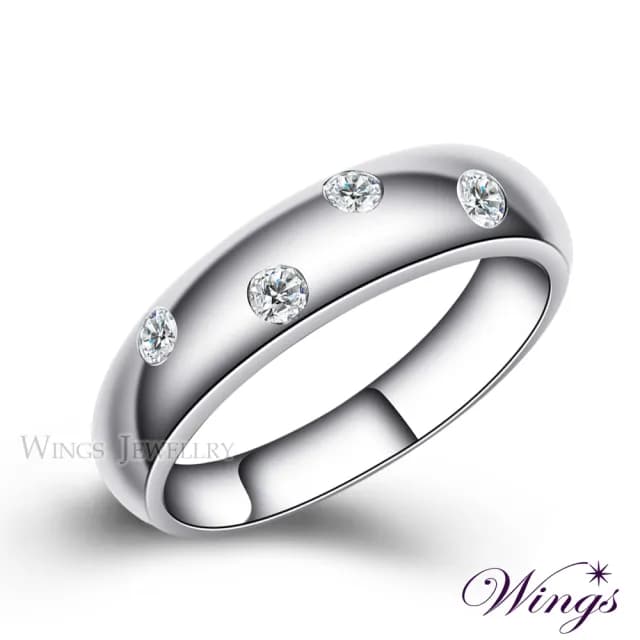 【WINGS】八心八箭純銀戒指《誓約》｜閃耀擬真鑽・甜蜜情人・寬版(送禮 男生禮物 禮盒 情人 七夕 生日)