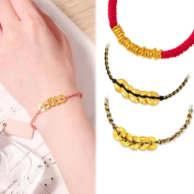 【GJS 金敬順】雙11黃金手鍊 盤纏 編織繩手(金重:0.15錢/+-0.03錢)