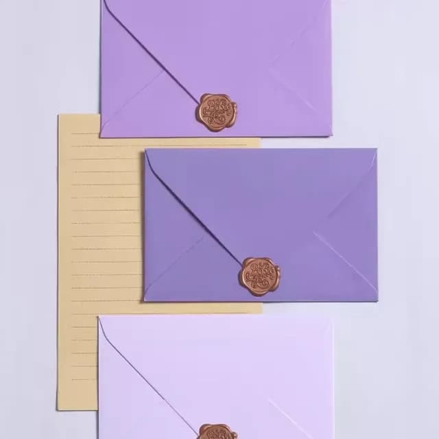【浪漫清新】唯美紫三色信封套裝9入-附火漆貼紙(西式信封 傳情 資料袋 文具 情人節 生日賀卡 明信片)