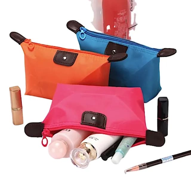 【89 zone】雙11 韓版甜心糖果色化妝品 餃子包 收納袋 化妝包 收納包 零錢包 帆布包(玫紅/黃/綠