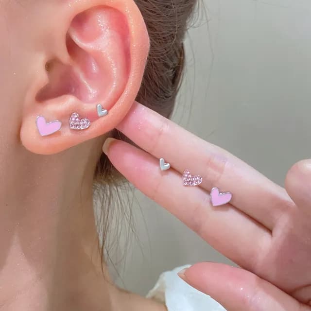【00:00】迷你耳釘 愛心耳釘/韓國設計可愛迷你愛心造型耳釘6件組(3色任選)