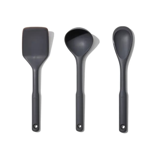 【美國OXO】全矽膠料理神器三件組(炒菜鏟+長柄湯杓+切碎攪拌鏟)