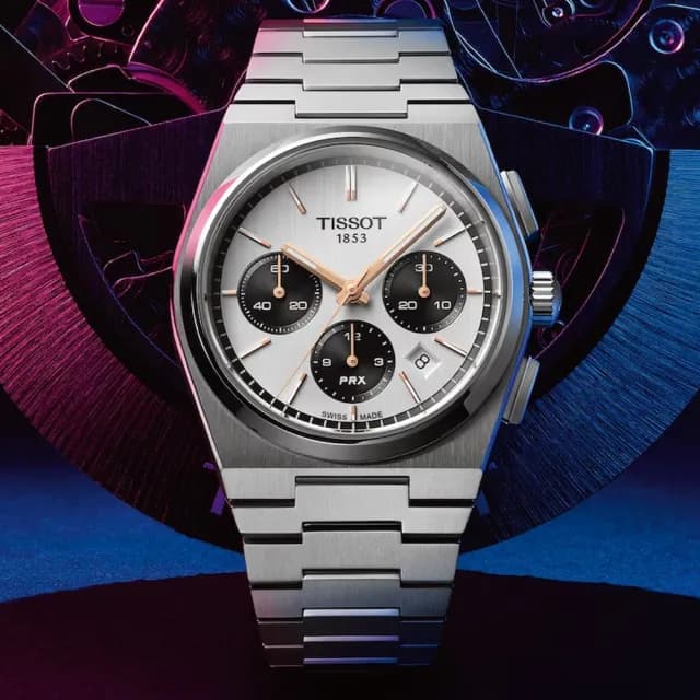 【TISSOT 天梭】PRX 白熊貓 自動計時機械錶-42mm 禮物 送禮 推薦(T1374271101100)