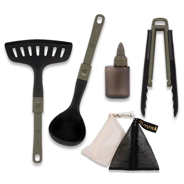 【Munsn】便攜摺疊餐具3入組+調味罐-橄欖綠