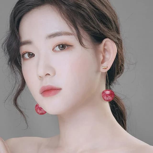 【INES】韓國設計浪漫乾花甜美櫻桃造型耳環(乾花耳環 櫻桃耳環)