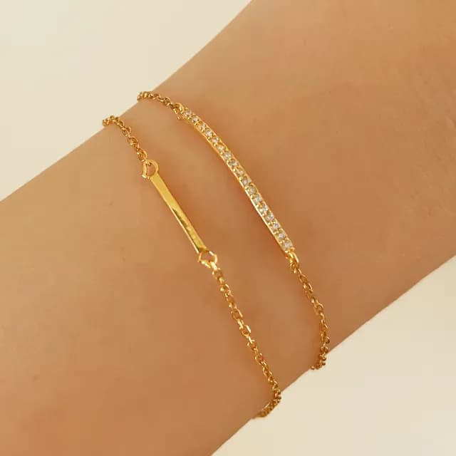 【CReAM】Ursel 925純銀雙層亮鑽金屬金色手鍊(生日 禮物 送禮 禮盒)