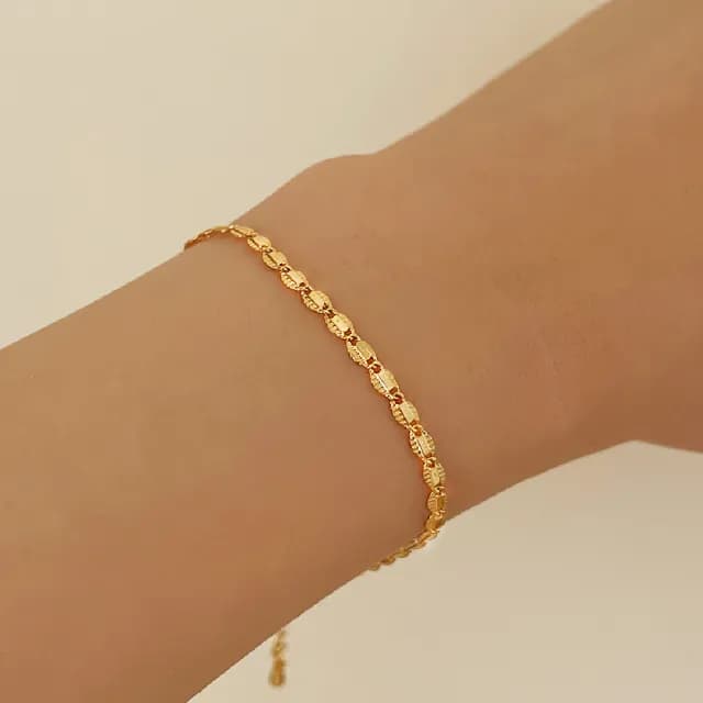 【CReAM】Undine 黃銅鍍金古典日系蕾絲花邊金色手鍊(生日 禮物 送禮 禮盒)