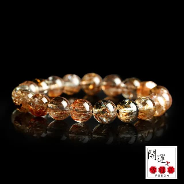 【開運方程式】透亮黑金超七水晶手鍊9mm(超閃耀光芒多微量元素)