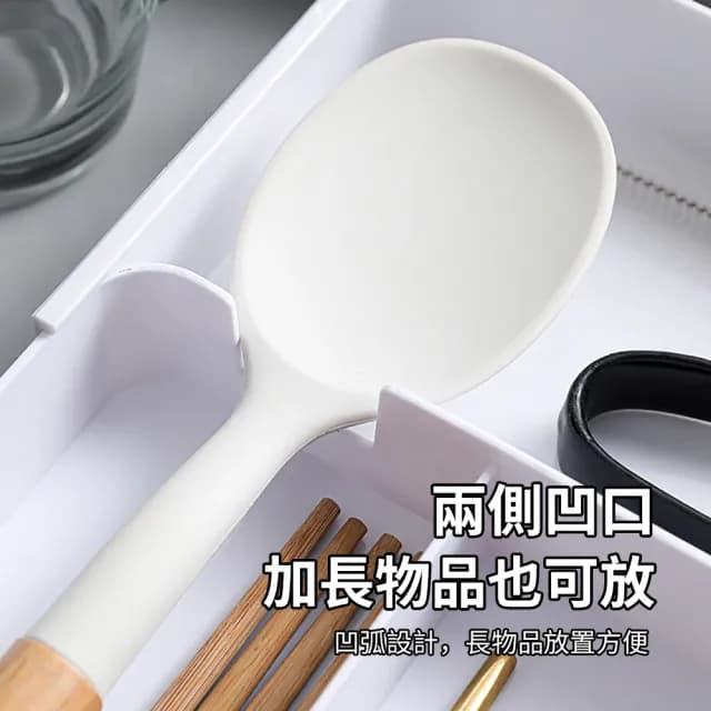 【zLife】抽屜伸縮收納盒 廚房餐具收納分隔整理盒 抽屜收納分格儲物盒子 多格收納盒託盤 化妝品雜物收納筐