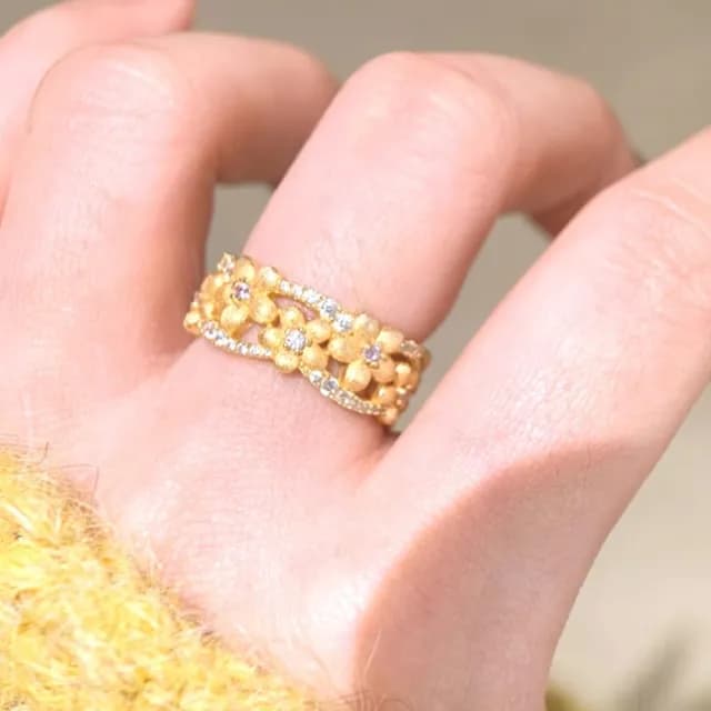 【富貴小花】金桂花開口戒指(可調節 對戒 情人節禮物 百搭飾品 閨蜜 裝飾 飾品)
