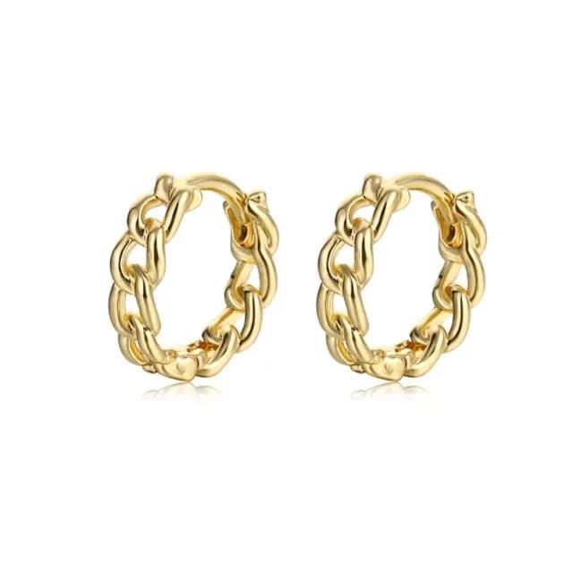 【歐美金屬】鍊條麻花耳圈1對(耳飾 耳環 耳釘 耳扣 耳墜 飾品 耳朵配件 造型 穿搭 質感)