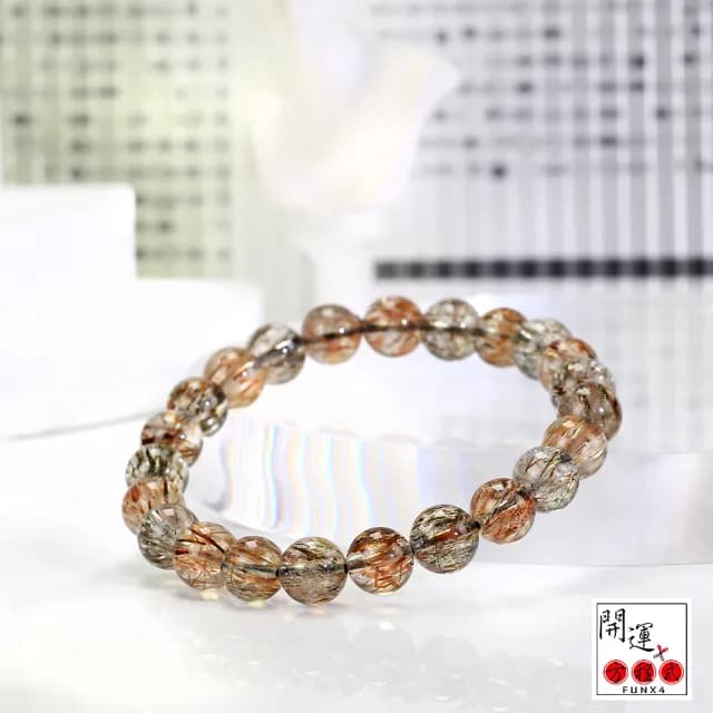 【開運方程式】透亮黑金超七水晶手鍊8mm(超閃耀光芒多微量元素)