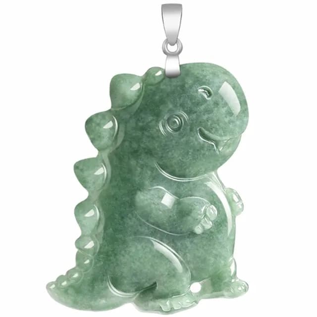 【Penny珮妮】A貨翡翠豆綠恐龍 s925銀 吊墜項鍊(母親節 送女友 情人節 生日禮物 交換禮物結結婚 新年 尾牙)