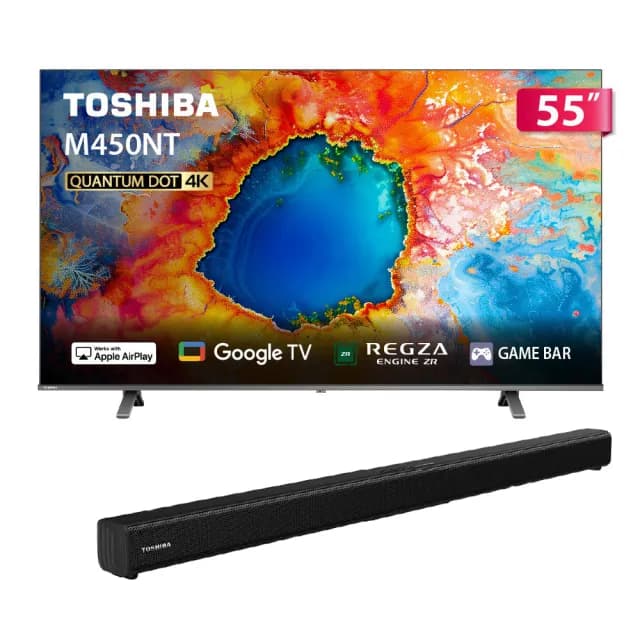 【TOSHIBA 東芝】58H快配★REGZA 55型4K QLED Google TV液晶顯示器(55M450NT)