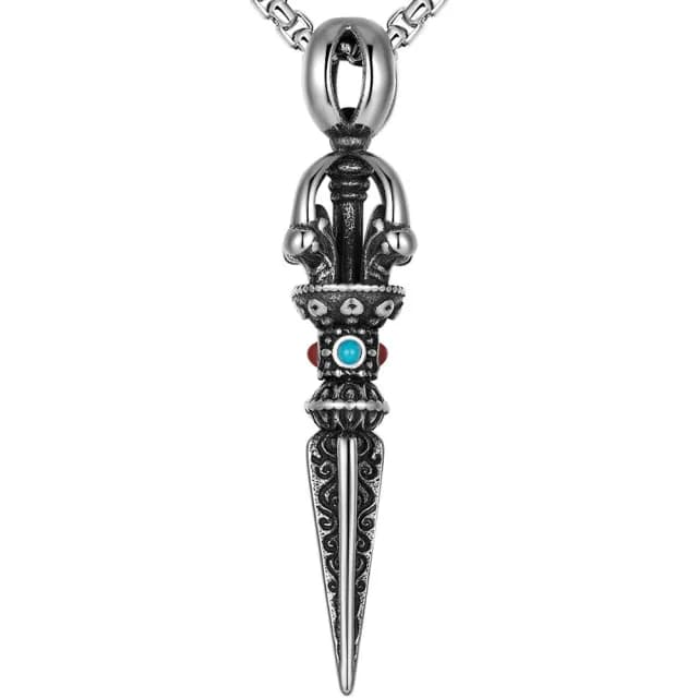 【MoonDy】情人節禮物 飾品 項鍊男 鈦鋼項鍊 吊墜項鍊 降魔杵 毛衣鏈 復古項鍊