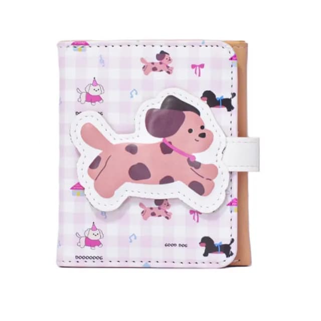 【可愛格紋】臘腸狗三折錢包(短夾 多卡槽 多卡位 女夾 女皮夾 女錢包 零錢包 零錢袋 外出)