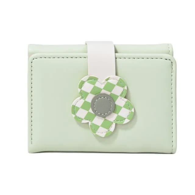 【花按扣】花花三折零錢包(韓版 短夾 多卡槽 多卡位 女夾 女皮夾 女錢包 零錢袋 女士)