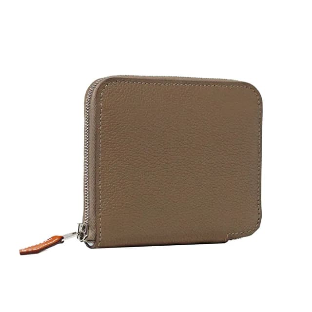 【Hermes 愛馬仕】Silk In Compact EPSOM絲巾內裡拉鍊錢包/短夾(大象灰)