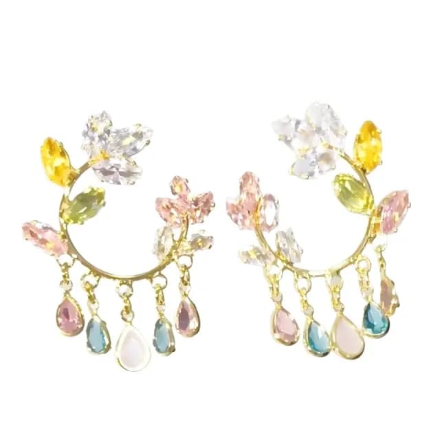 【生如夏花】油畫風花朵流蘇耳環1對(精緻 耳墜 耳飾 耳針 耳釘 首飾 垂墜耳環 情人節 閨蜜禮物)