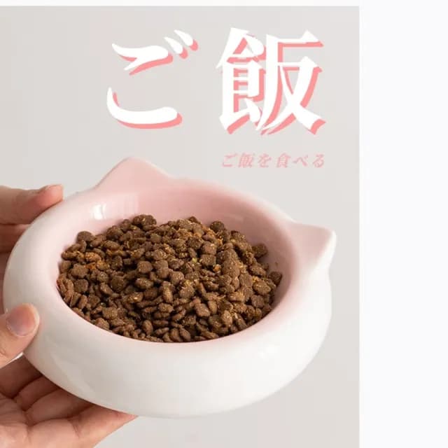 【造型碗飯】可愛貓耳陶瓷貓碗(防打翻 食盆 寵物碗 狗碗 貓咪 飯碗 喝水碗盤 餐具 餐盤 水果盤 護頸碗)