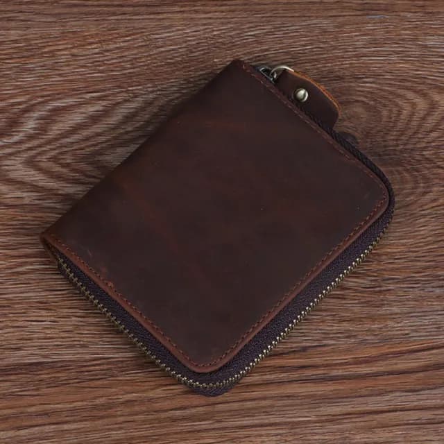 【LEEHER】雙11 瘋馬皮/拉鍊短夾/男生錢包/錢包/短夾/短款錢包/真皮錢包/多卡位