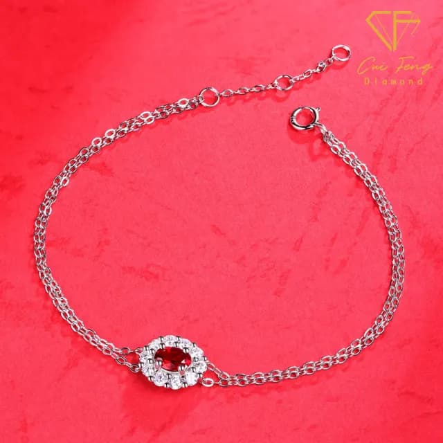 【CF鑽飾】手鍊 培育紅寶石《赤心》雙11限定情人節(50分 禮物 生日)