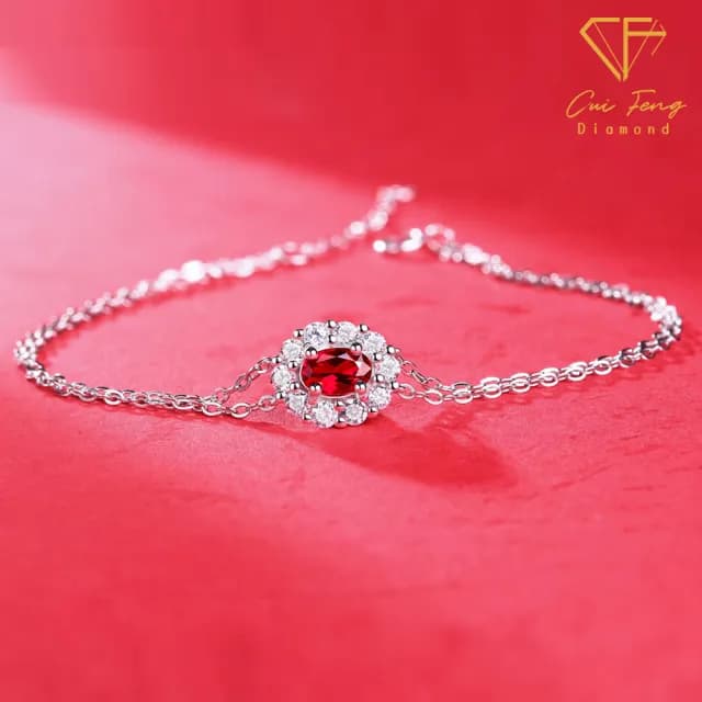 【CF鑽飾】手鍊 培育紅寶石《赤心》雙11限定情人節(50分 禮物 生日)