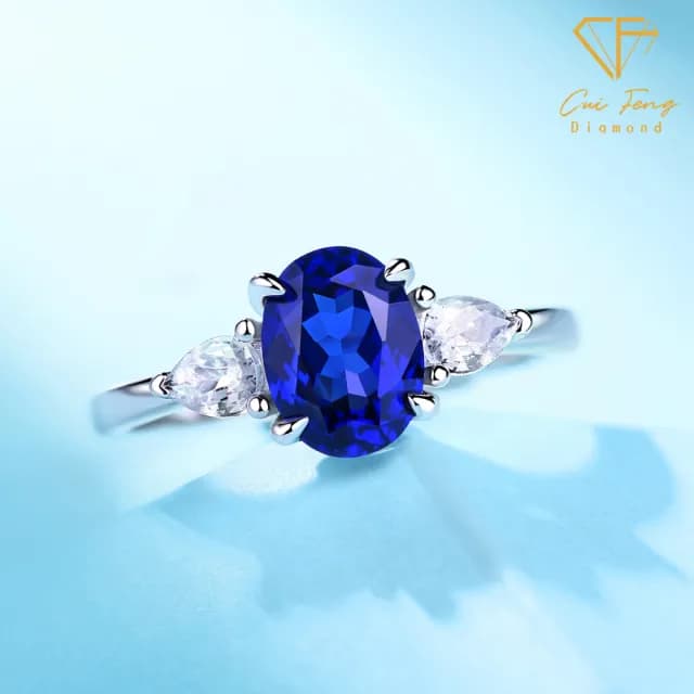 【CF鑽飾】女戒 培育藍寶石《深情》雙11限定情人節(1克拉 鑽戒 戒指 禮物 生日)