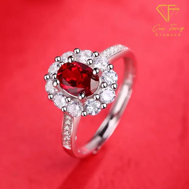 【CF鑽飾】女戒 培育紅寶石《赤心》雙11限定情人節(1克拉 鑽戒 戒指 禮物 生日)