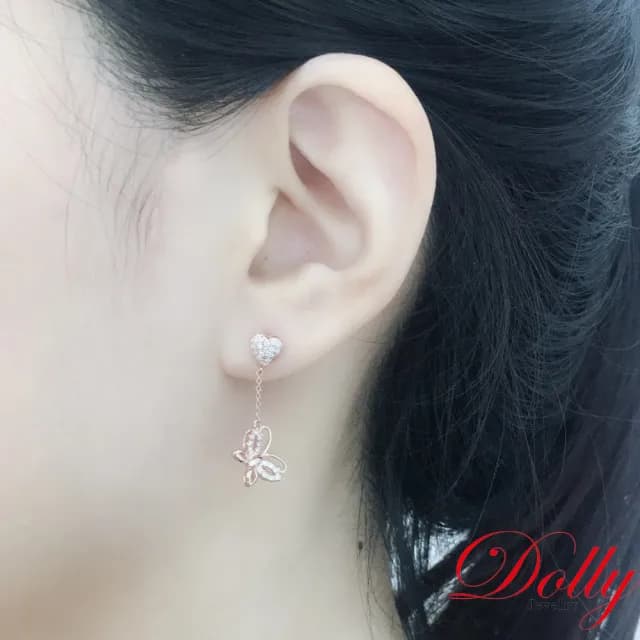 【DOLLY】0.30克拉 天然鑽石 F/VS2 18K玫瑰金耳環(母親節 情人節 交換禮物首選)